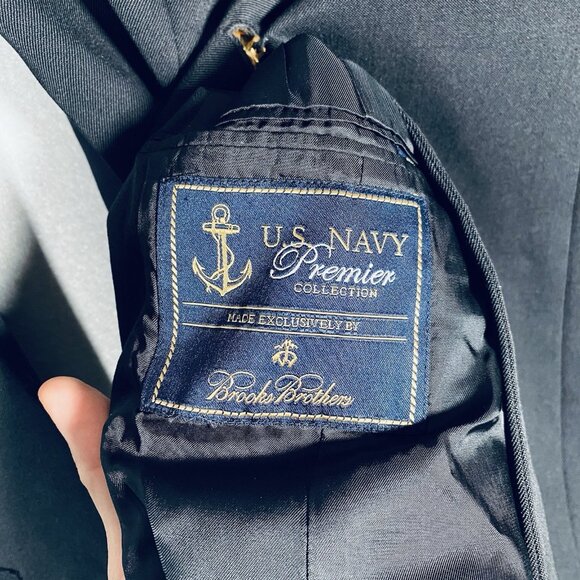 Vintage Brooks Brothers Military Blazer Womens 38 Black Wool Academia Gold Btn - Picture 5 of 12